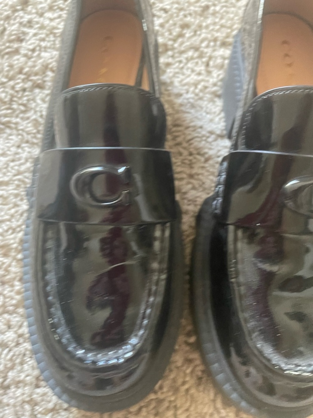 Coach Leah Patent Leather Loafer with a Chunky Lug Sole  in Sz 37/7 NWOB - Picture 7 of 11